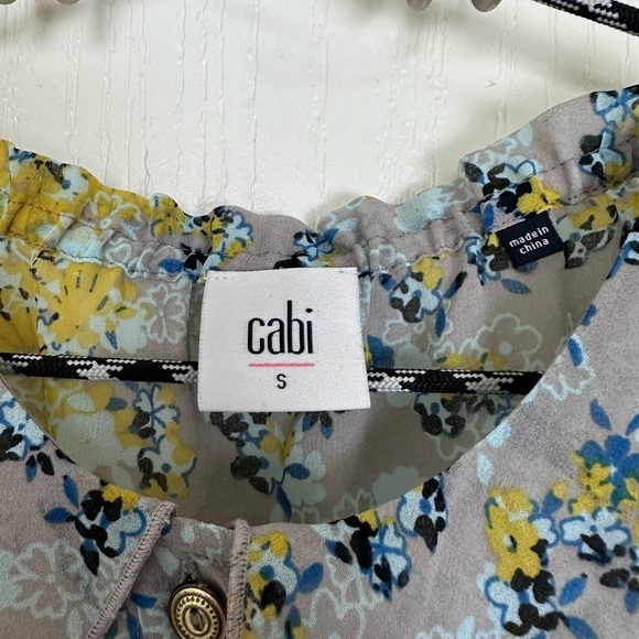 CAbi Offsides 50/50 Semi Sheer Button Blue and Yellow Blouse Women’s Size S - Picture 6 of 6